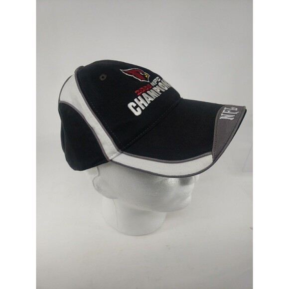 Arizona Cardinals NFC Champions 2008 Hat Adjustible Strap AZ Cards Black White - Picture 11 of 16